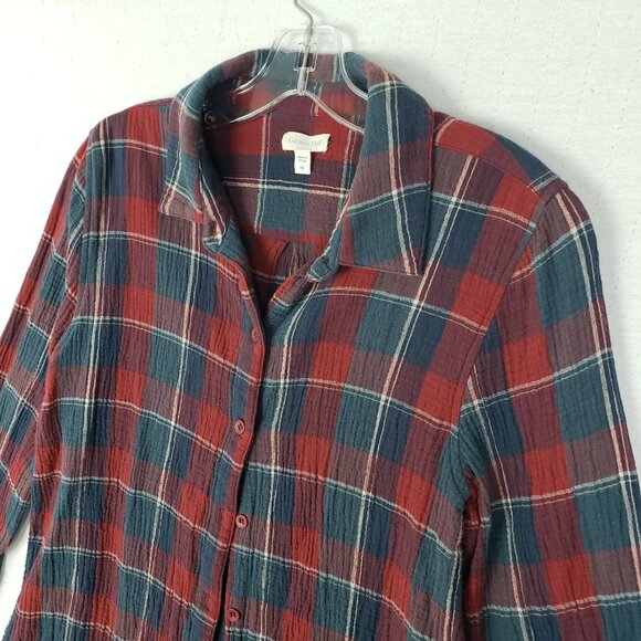 Garnet Hill Plaid Shirt Organic Cotton Button Up size 8 Gauze - Picture 2 of 10